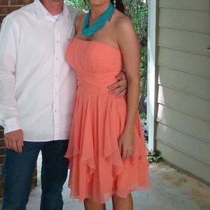 Davids Bridal coral dress